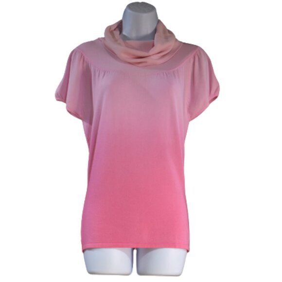 INC International Concepts Pink Ombre Cowl High Neck Sweater Blouse Size Large - Picture 1 of 15
